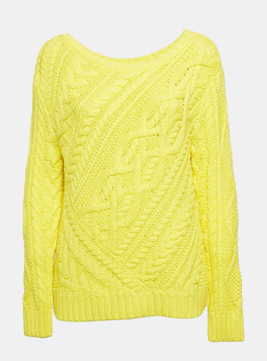 Polo Ralph Lauren Yellow Cotton Cable Knit Sweater L