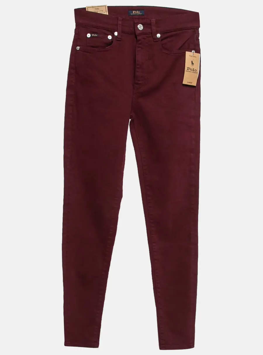 Polo Ralph Lauren Burgundy Denim Tompkins High Rise Jeans S Waist 26"