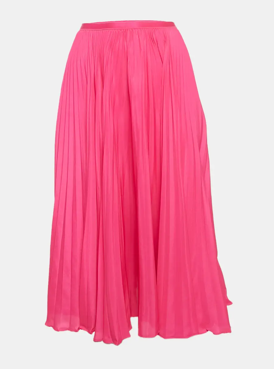 Polo Ralph Lauren Pink Plisse Crepe Midi Skirt S