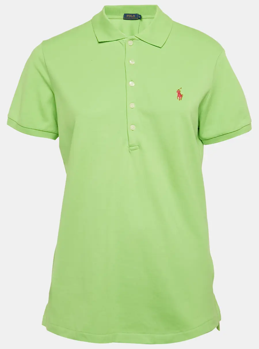 Polo Ralph Lauren Line Green Logo Embroidered Pique Polo T-Shirt XL