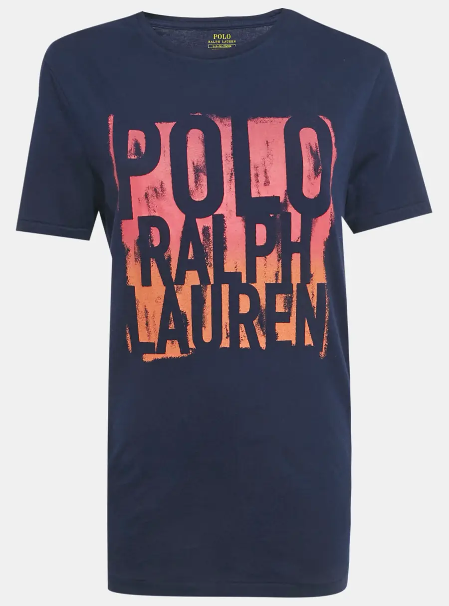 Polo Ralph Lauren Navy Blue Printed Jersey T-Shirt S
