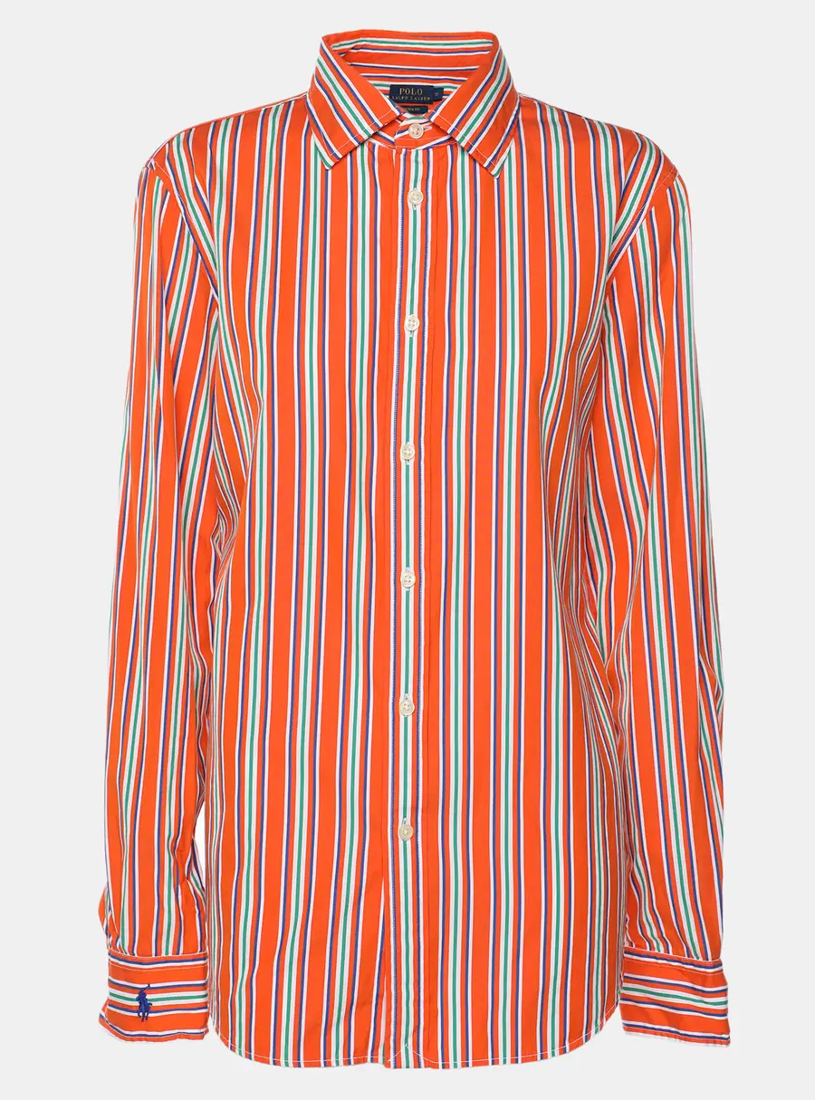 Polo Ralph Lauren Orange Stripe Cotton Long Sleeve Shirt L
