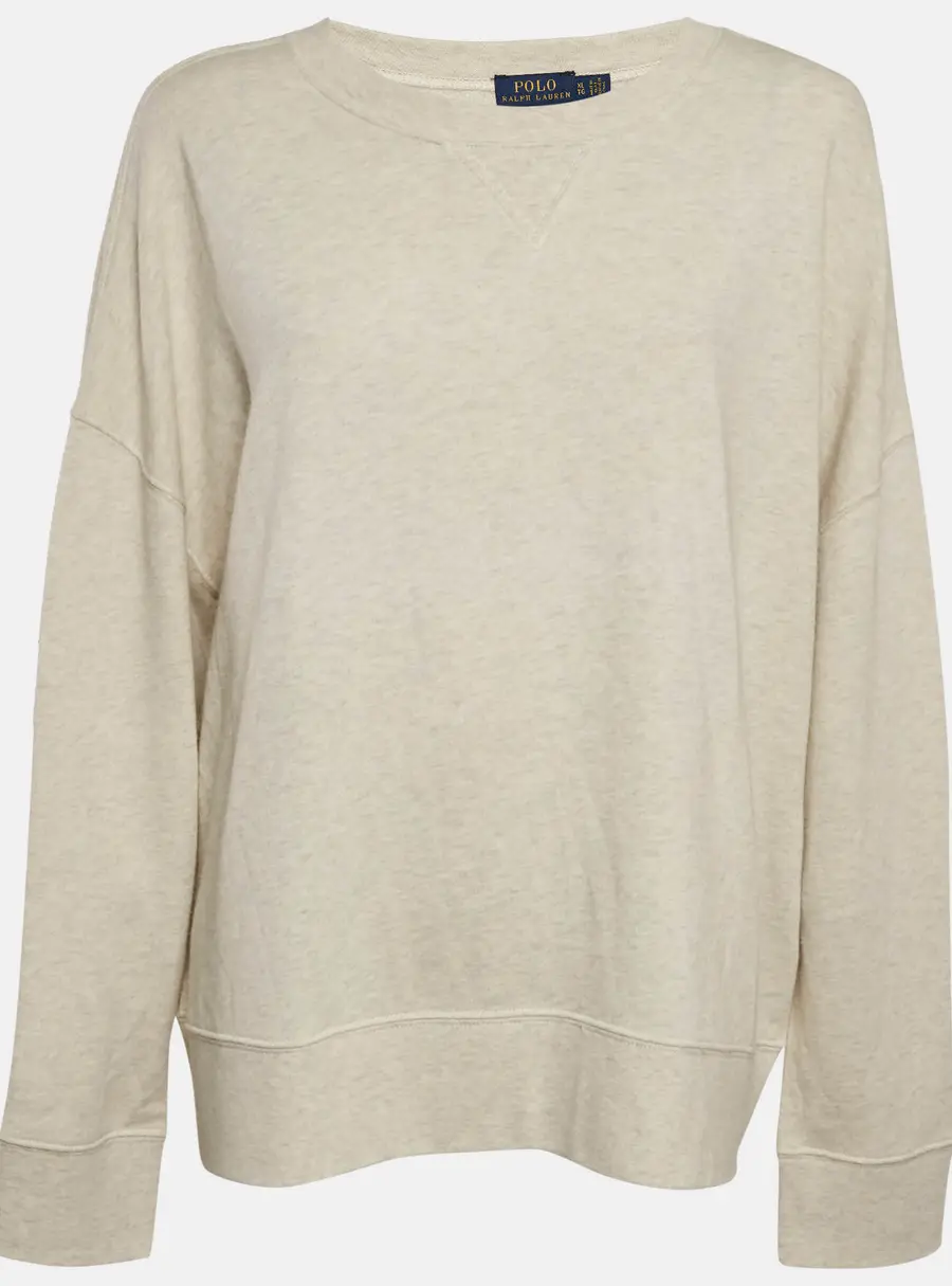 Polo Ralph Lauren Grey Suede Trim Cotton Crew Neck Sweatshirt XL