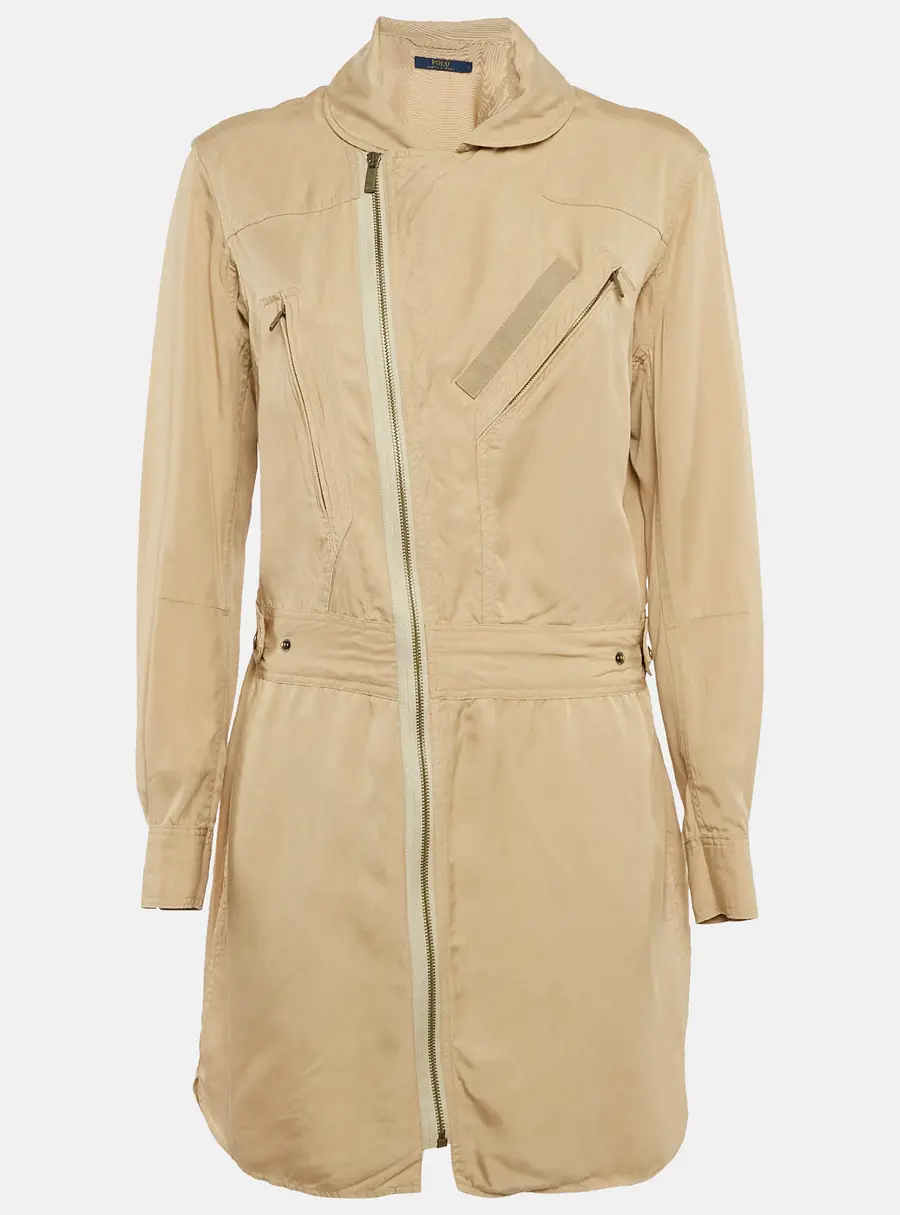 Polo Ralph Lauren Beige Lyocell Zip Front Shirt Dress S