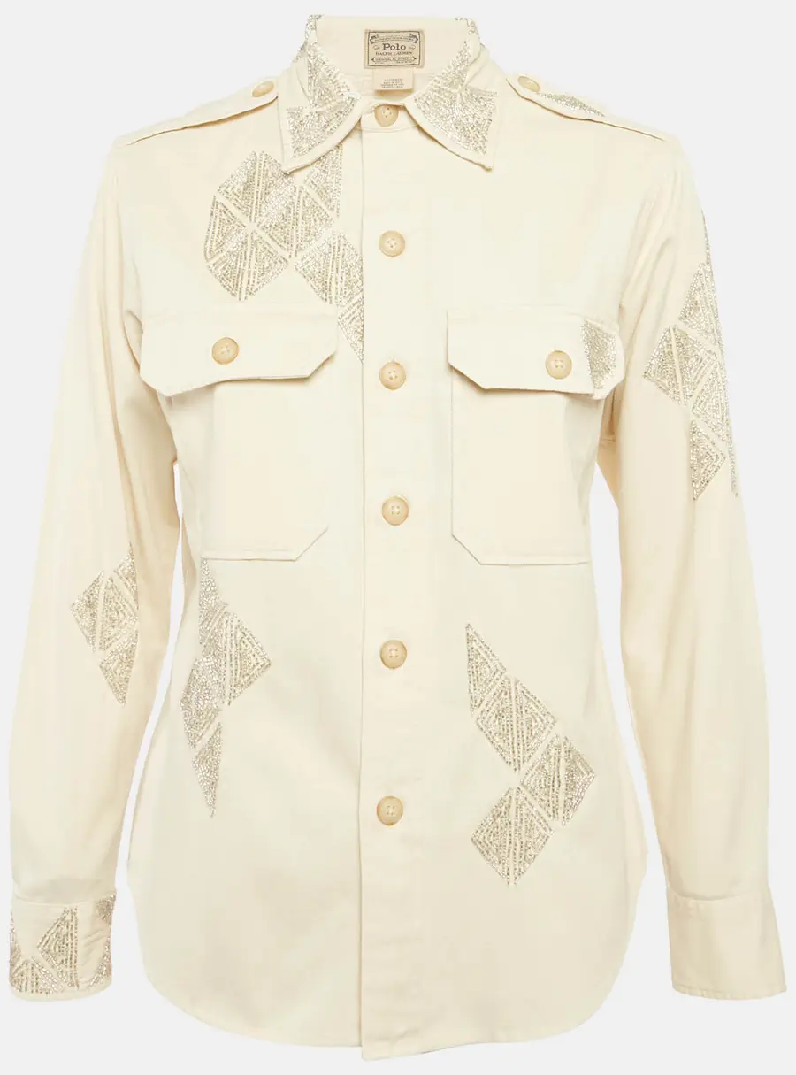 Polo Ralph Lauren Beige Beaded Gabardine Jacket XS