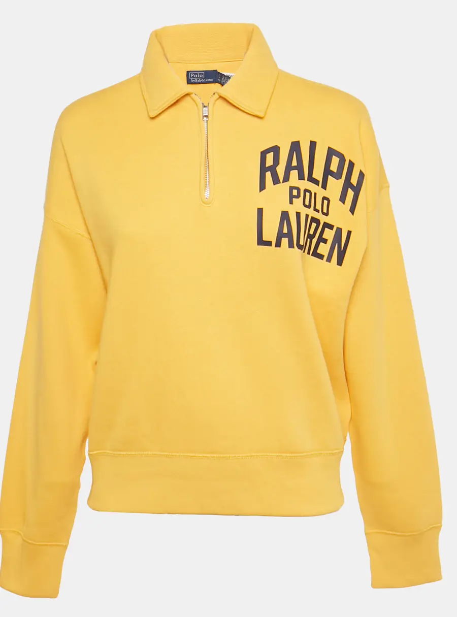 Polo Ralph Lauren Yellow Cotton Zip-Up Sweatshirt S