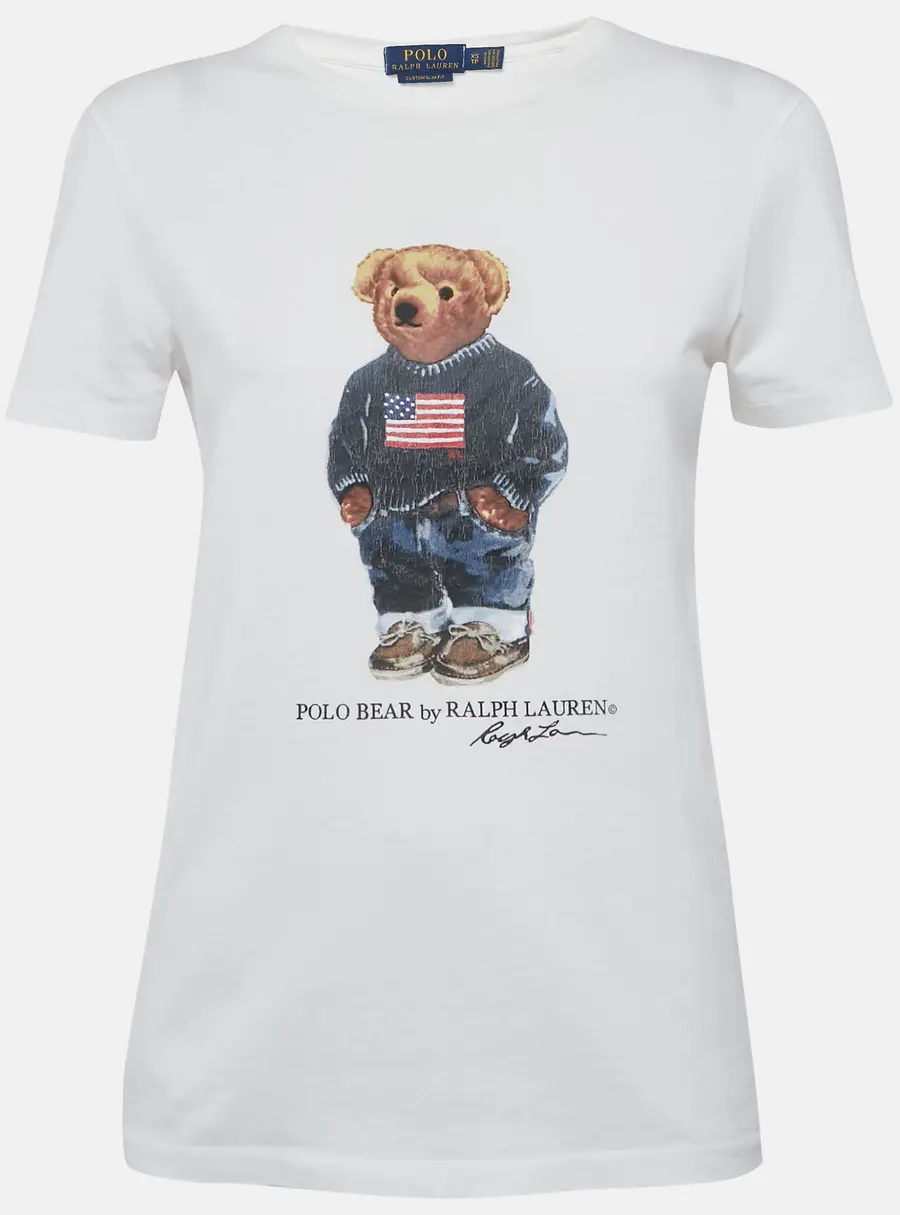 Polo Ralph Lauren White Teddy Print Jersey T-Shirt XS