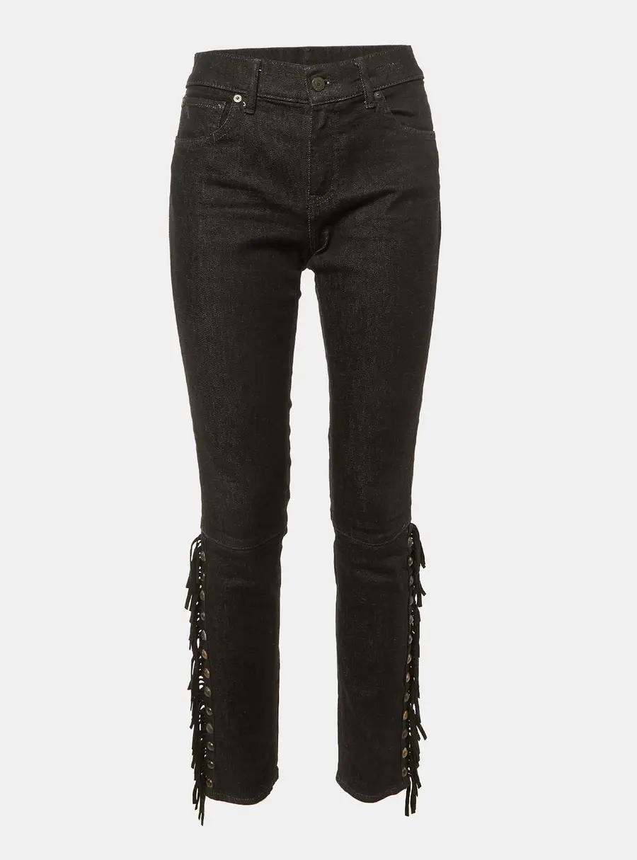 Polo Ralph Lauren Black Denim Fringed Skinny Jeans M/Waist 31"