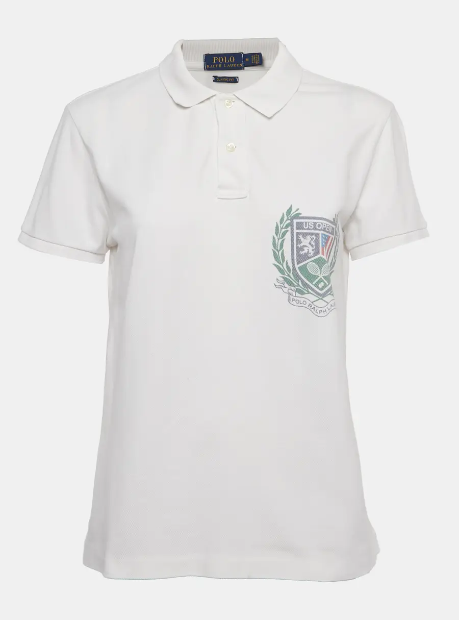 Polo Ralph Lauren White Logo Print Cotton Classic Fit Polo T-Shirt M