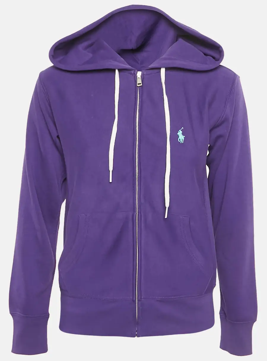 Polo Ralph Lauren Purple Logo Embroidered Cotton Blend Hoodie XS