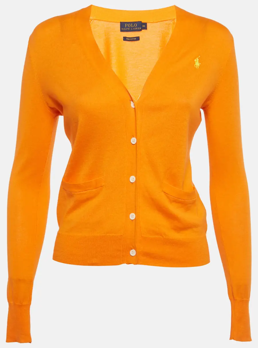 Polo Ralph Lauren Orange Cotton Knit Cardigan XS