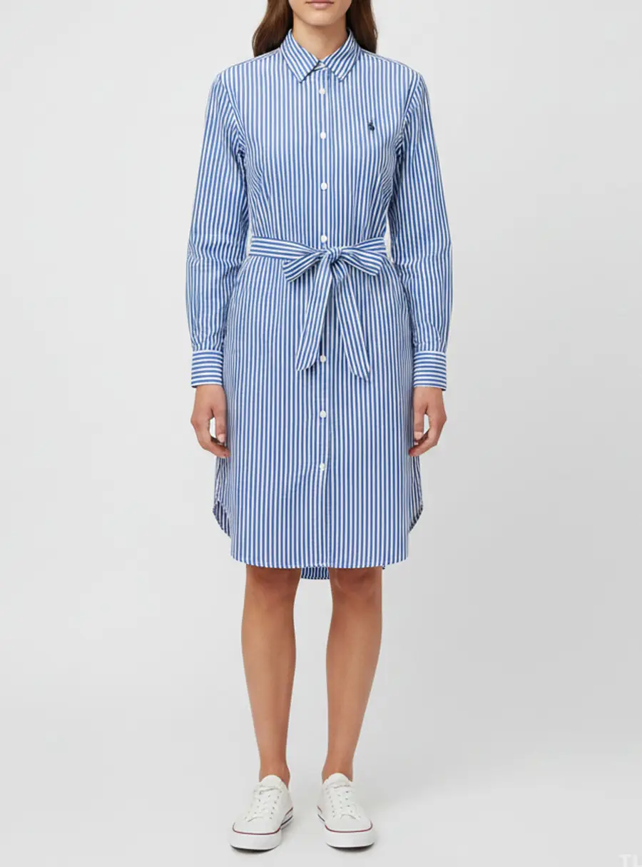 Polo Ralph Lauren Blue Striped Cotton Shirt Dress XS