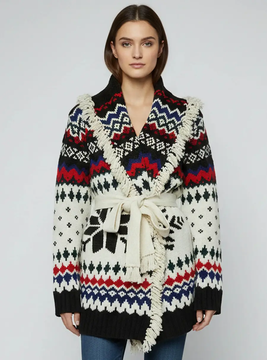 Polo Ralph Lauren Multicolour Pattern Knit Wool Fair Isle Shawl Collar Cardigan L