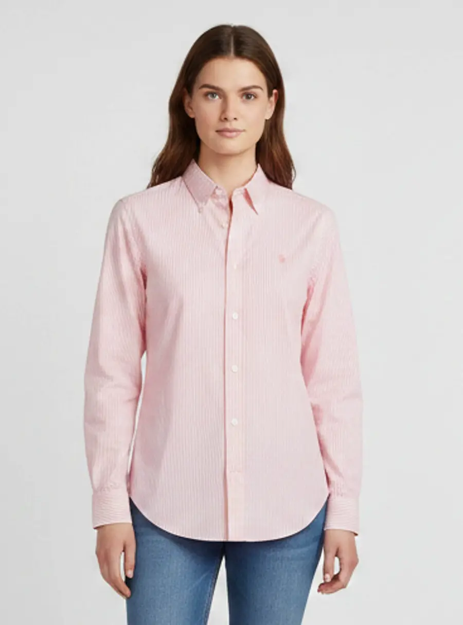 Polo Ralph Lauren Pink Striped Cotton Classic Fit Shirt M