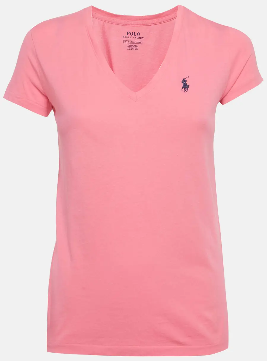 Polo Ralph Lauren Pink Jersey V-Neck T-Shirt XS