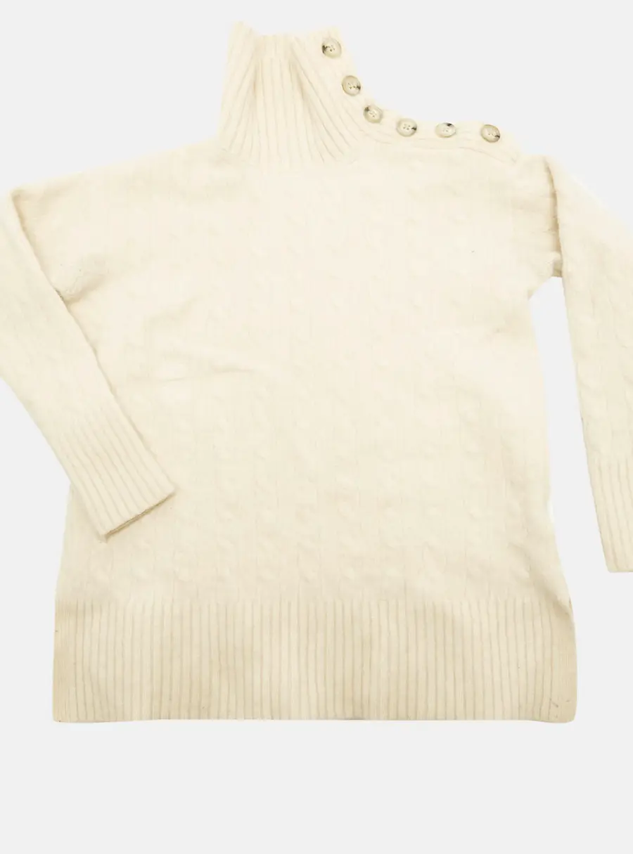 Polo Ralph Lauren Cream Cable Knit Wool Turtleneck Sweater XS