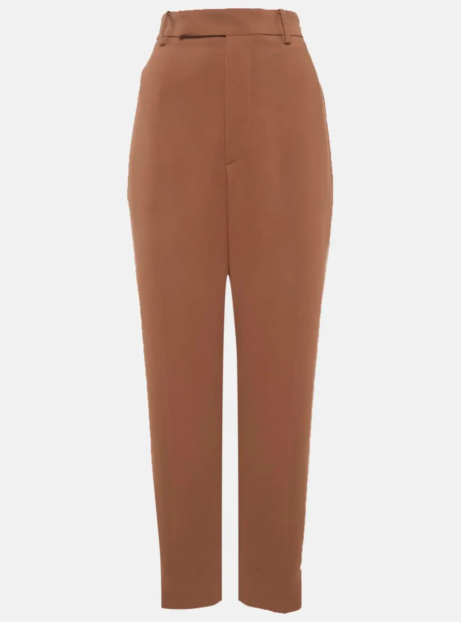 Ralph Lauren Purple Label Brown Crepe Zip Up Trousers M