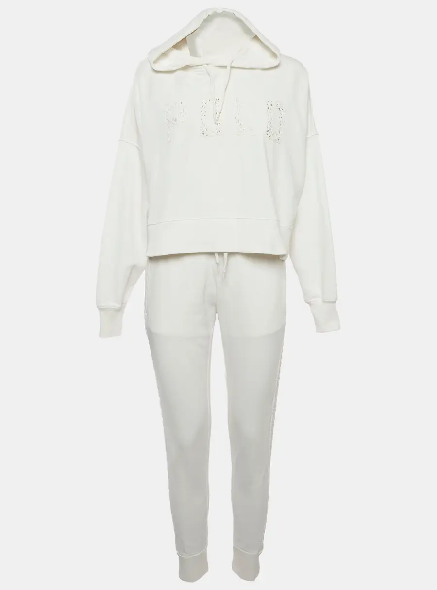 Polo Ralph Lauren White Crochet Trim Cotton Sweatsuit XS/S