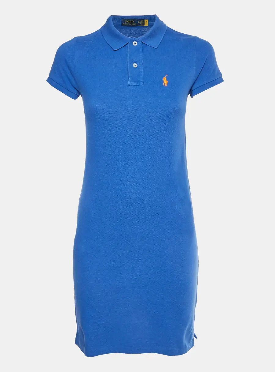 Polo Ralph Lauren Blue Pique Knit Polo Mini Dress XS
