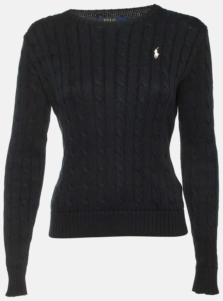 Polo Ralph Lauren Black Cable knit Long Sleeve Sweater S