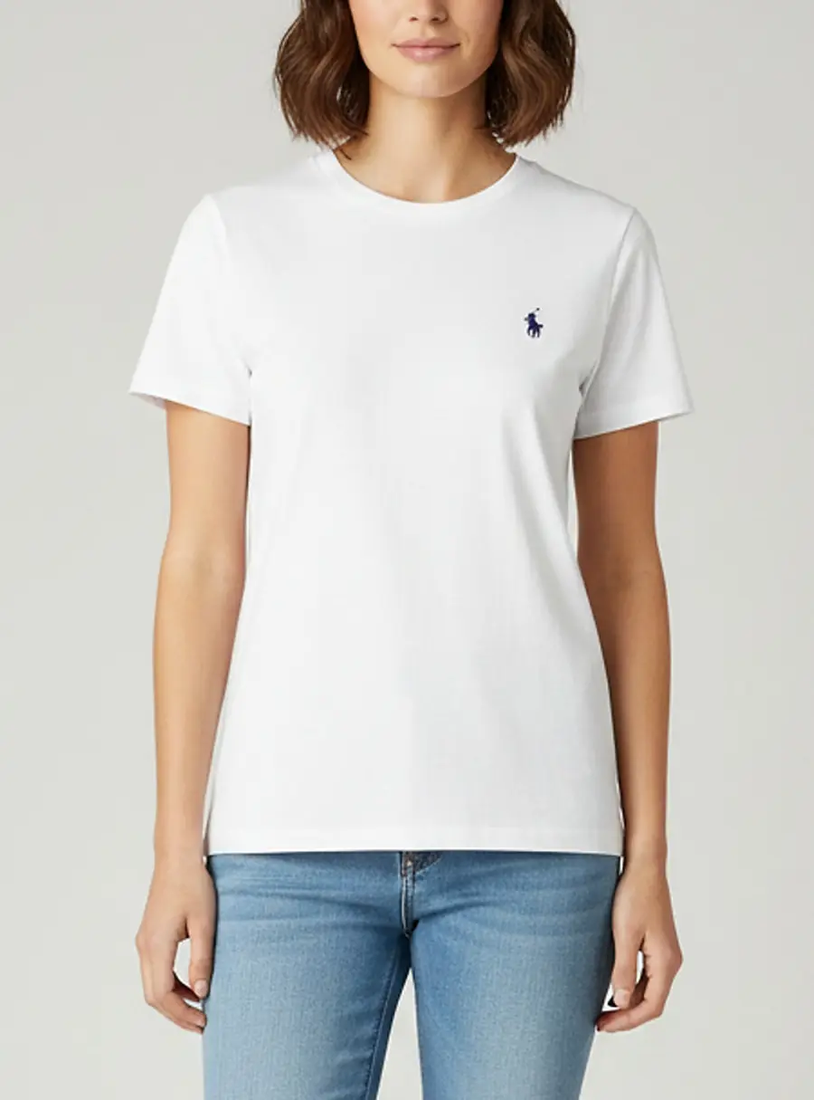 Polo Ralph Lauren White Logo Embroidered Jersey T-Shirt S