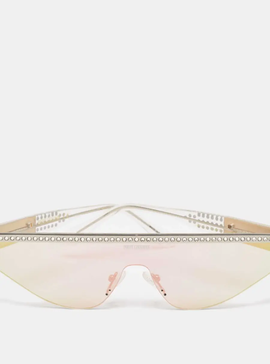 Poppy Lissiman White/Iridescent Space Party Crystals Shield Sunglasses