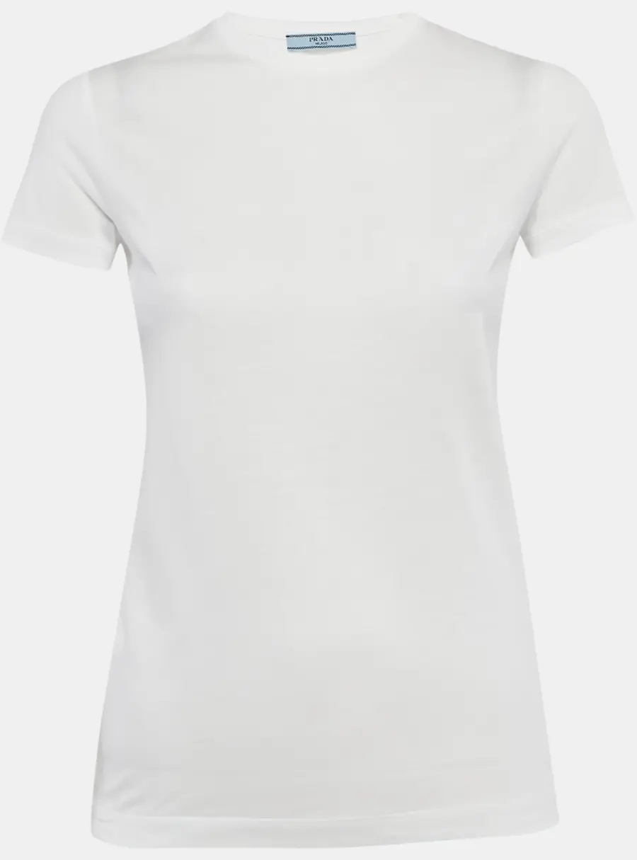Prada White Jersey Crew Neck T-Shirt XS
