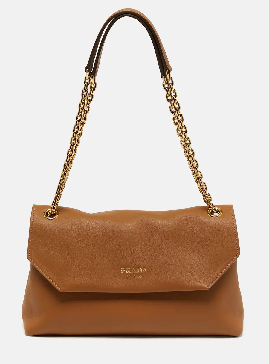Prada Doux Brown Leather Shoulder Bag