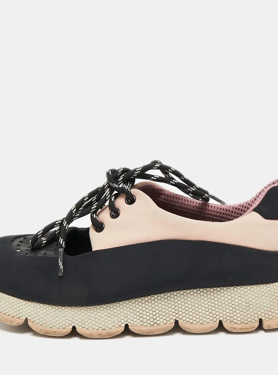 Prada Sport Black/Pink Neoprene Cut Out Low Top Sneakers Size 39