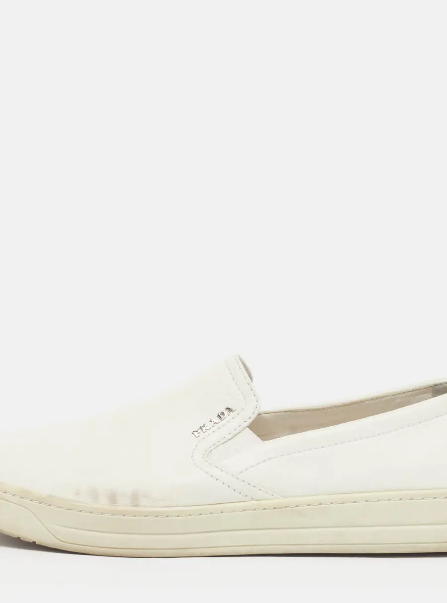 Prada Sport Size 38.5 White Leather Slip On Sneakers
