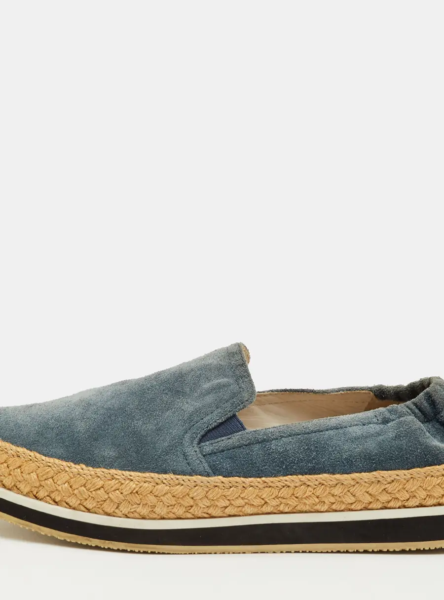Prada Sport Size 35.5 Blue Suede Slip On Espadrille Flats