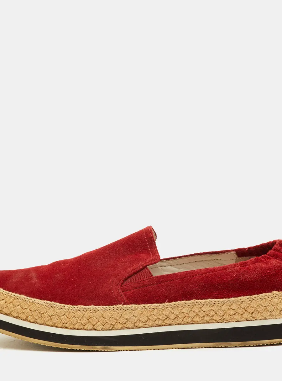 Prada Sport Size 41 Red Suede Espadrille Slip On Sneakers