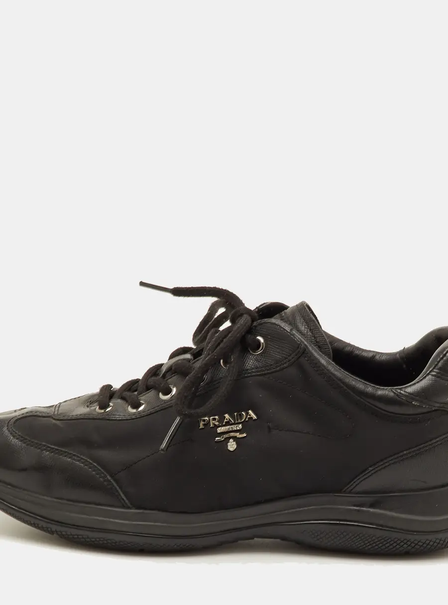 Prada Sport Size 39 Black Leather and Nylon Low Top Sneakers