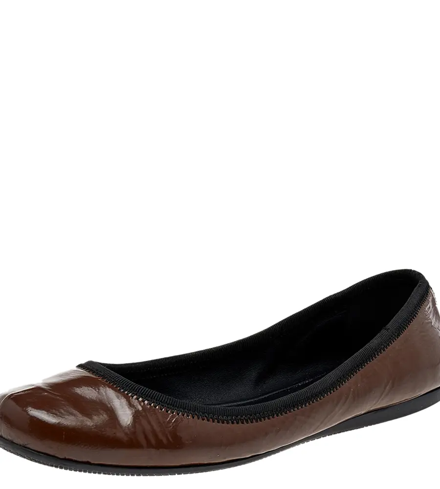 Prada Sport Brown Patent Leather Ballet Flats Size 38