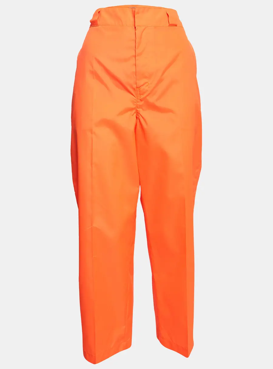 Prada Florescent Orange Synthetic Loose Fit Pants M