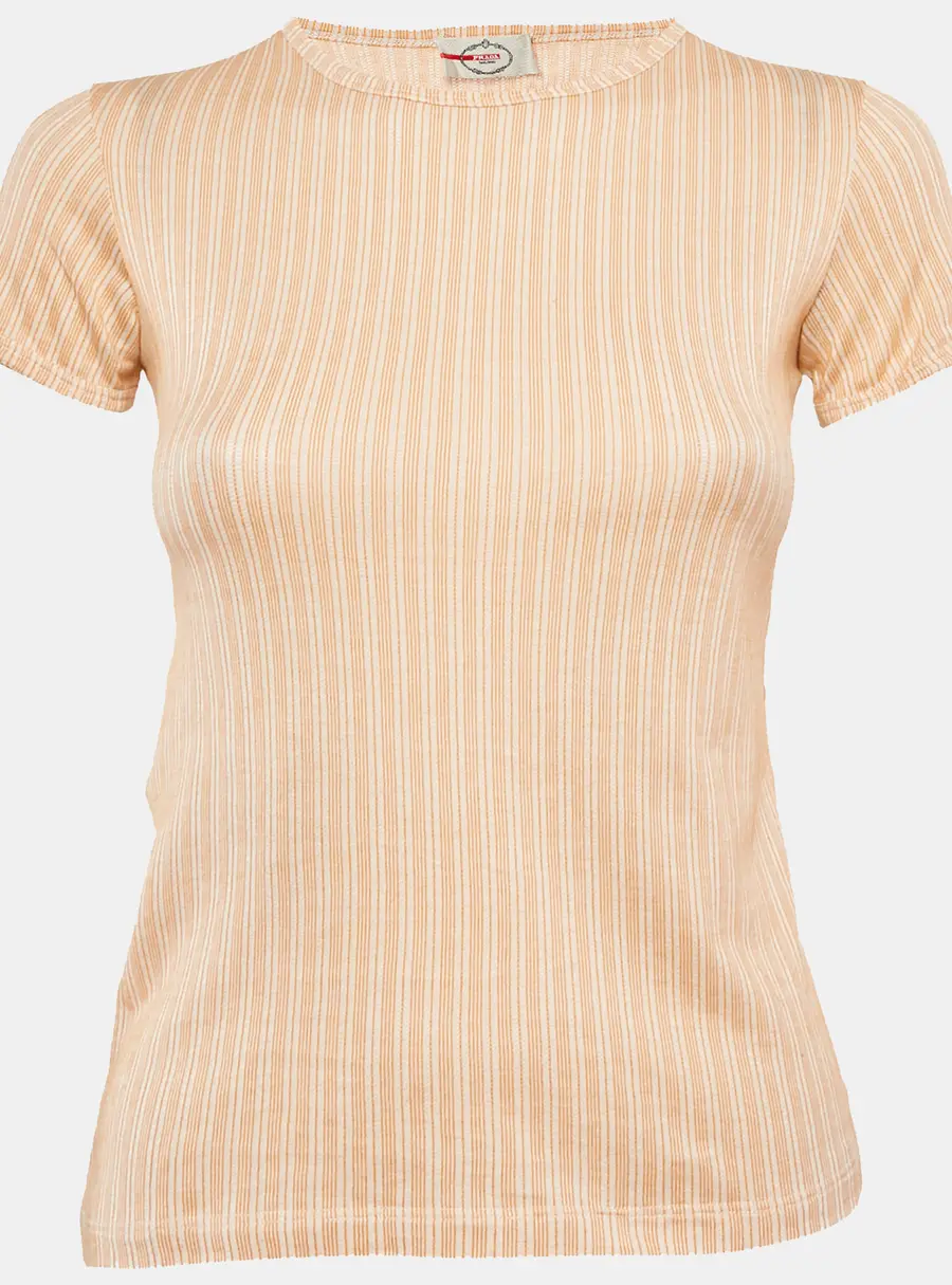 Prada Orange Stripped Jersey Fitted Top S