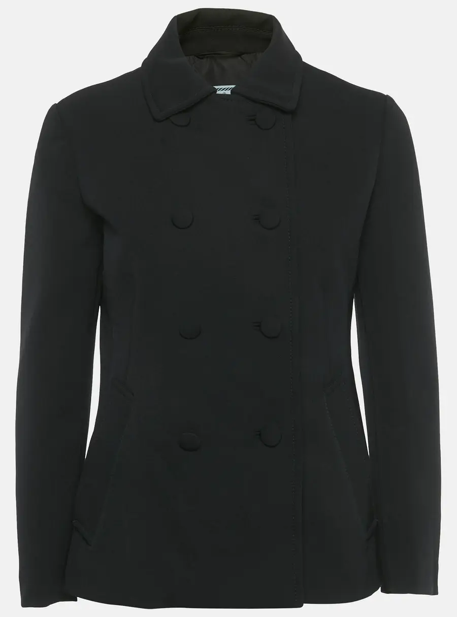 Prada Black Nylon Gabardine Double Breasted Jacket M