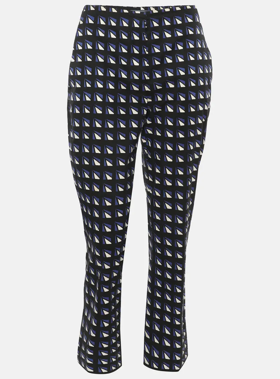 Prada Indigo Blue/White Geometric Print Stretch Cotton Trousers S