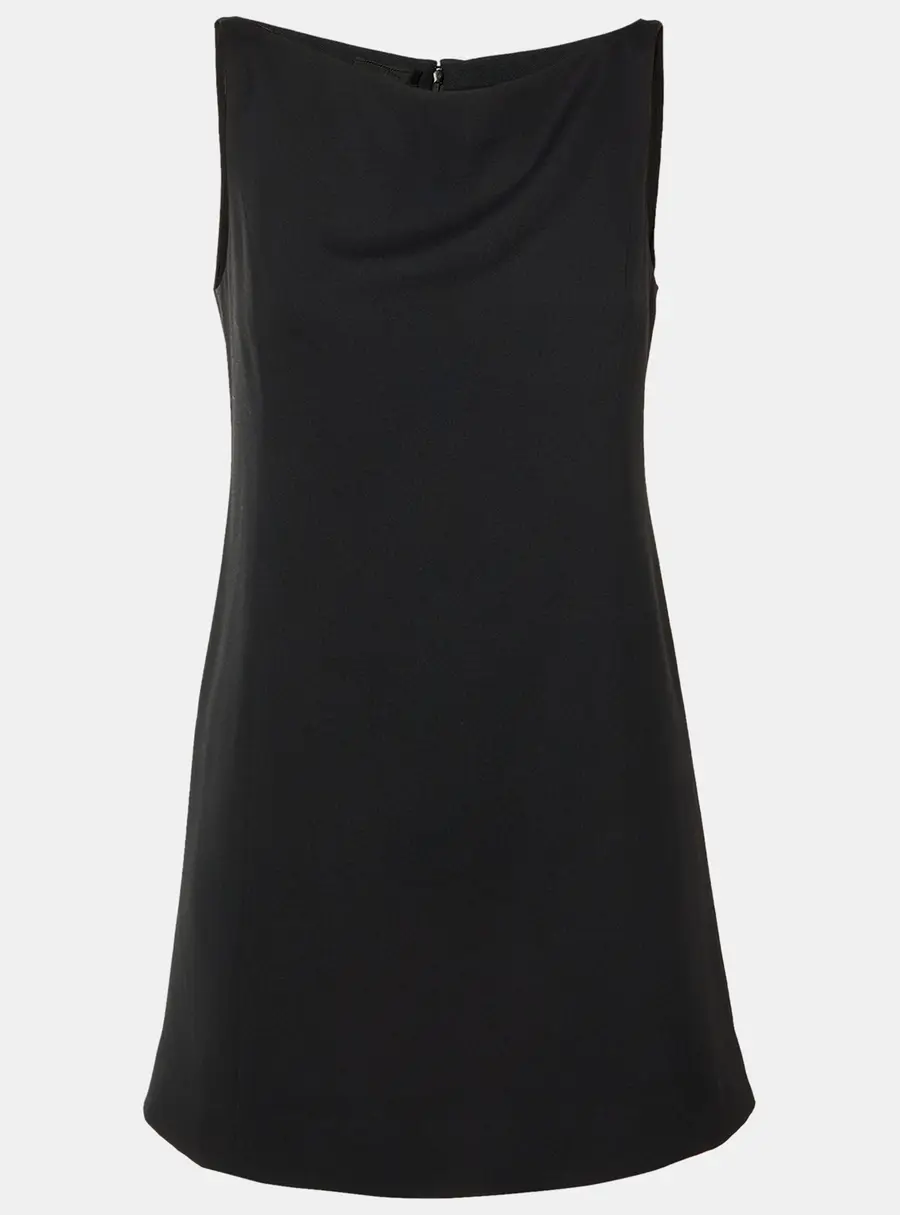 Prada Black Crepe Sleeveless Mini Tunic Dress M