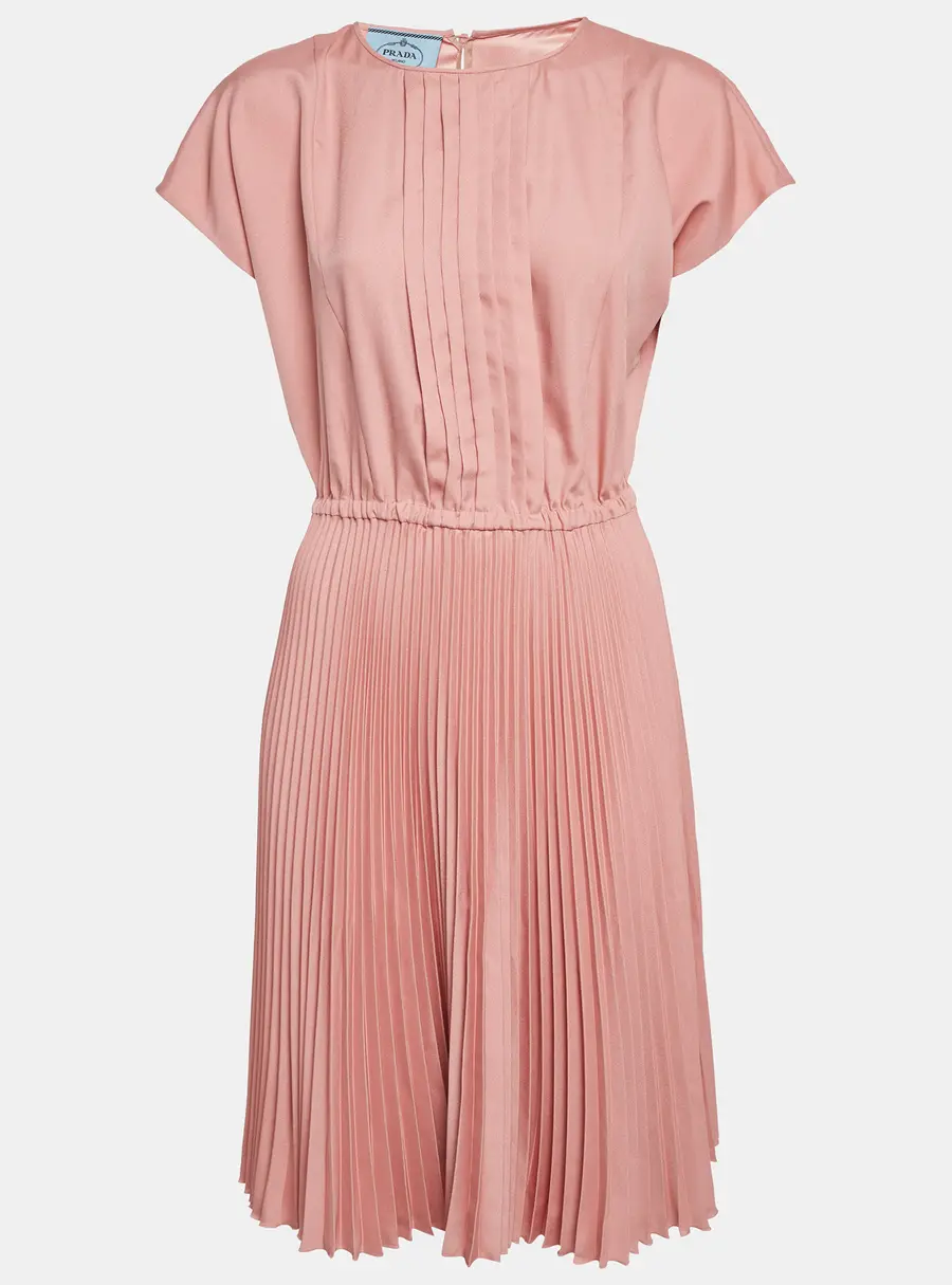 Prada Pink Sateen Plissé Short Dress M