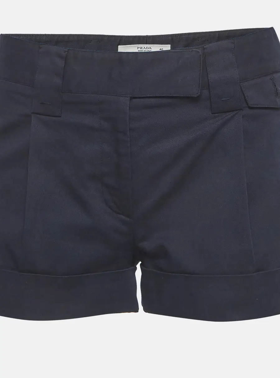 Prada Navy Blue Twill Mini Shorts S