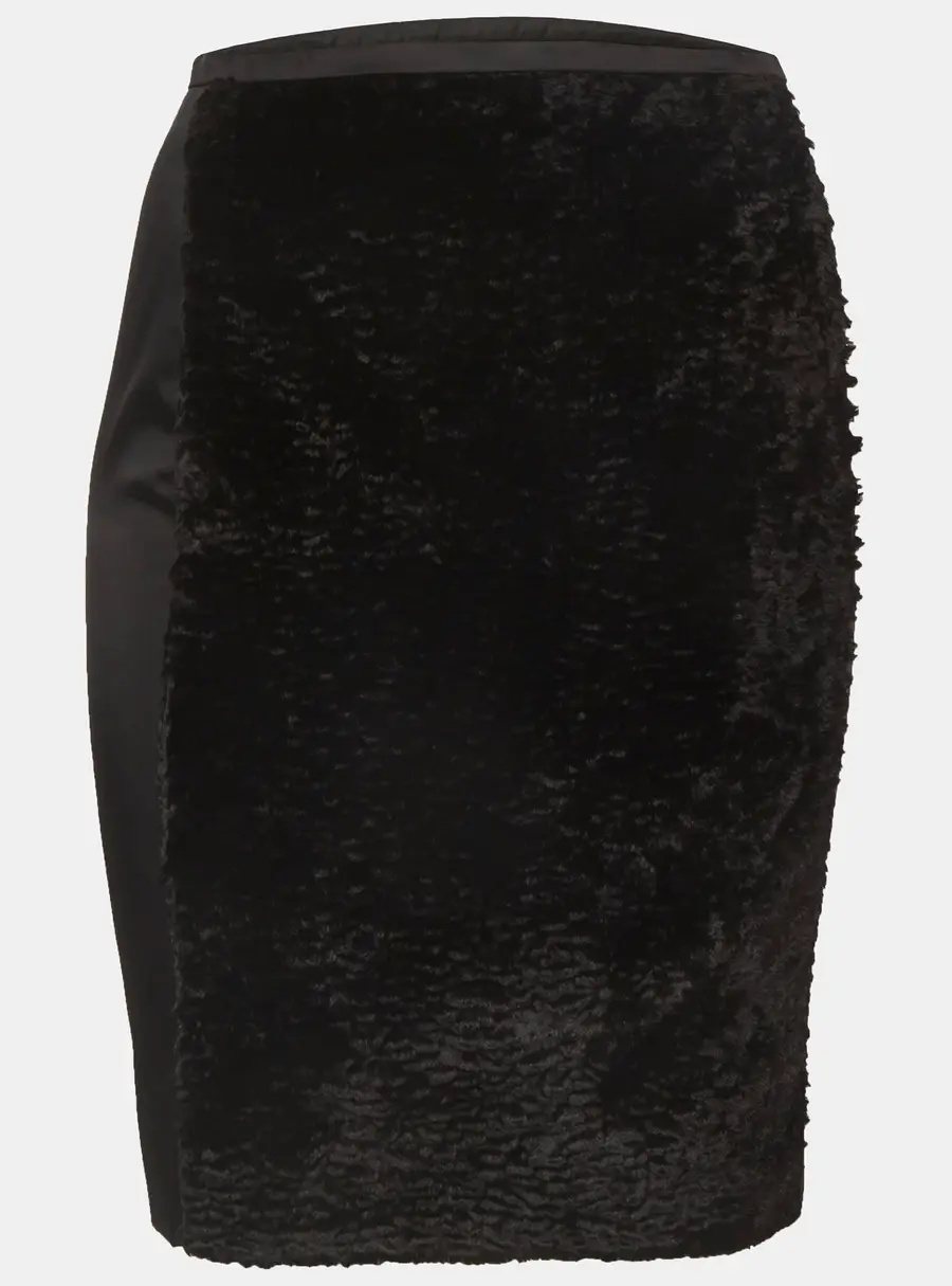 Prada Black Twill Velvet Pencil Mini Skirt S