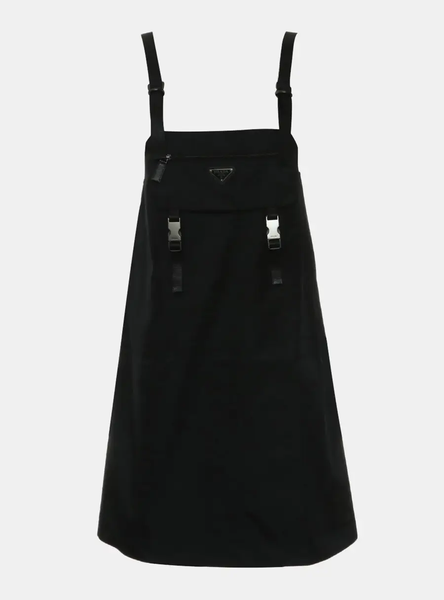 Prada Re-Nylon Black Sleeveless Gabardine Dress S