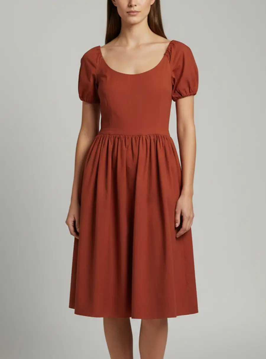Prada Brown Stretch Cotton Short Sleeve Dress M