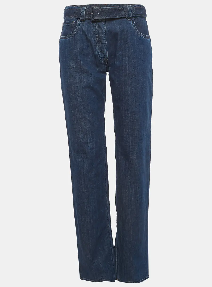 Prada Blue Denim Straight Leg Button Up Jeans M/Waist 30"