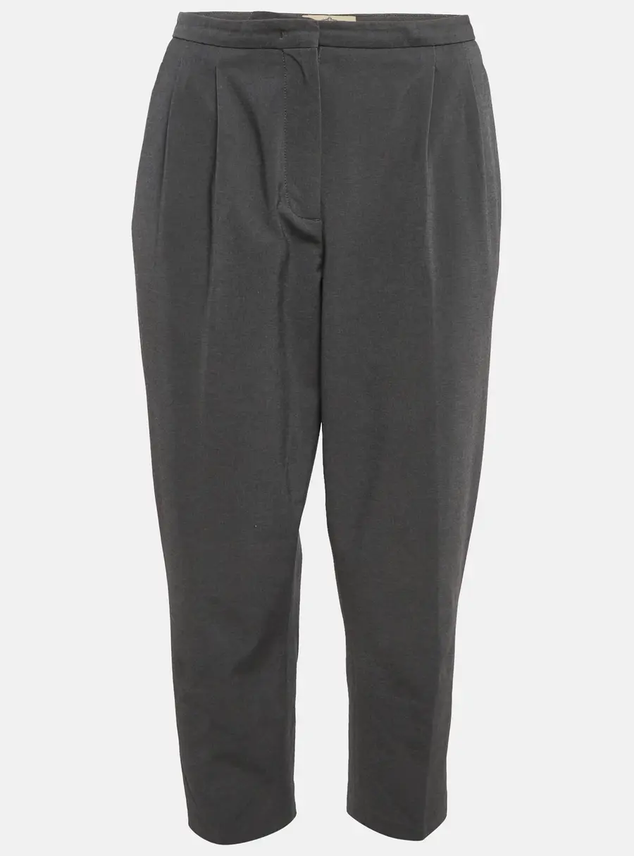 Prada Grey Wool Blend Cropped Pleated Trousers M