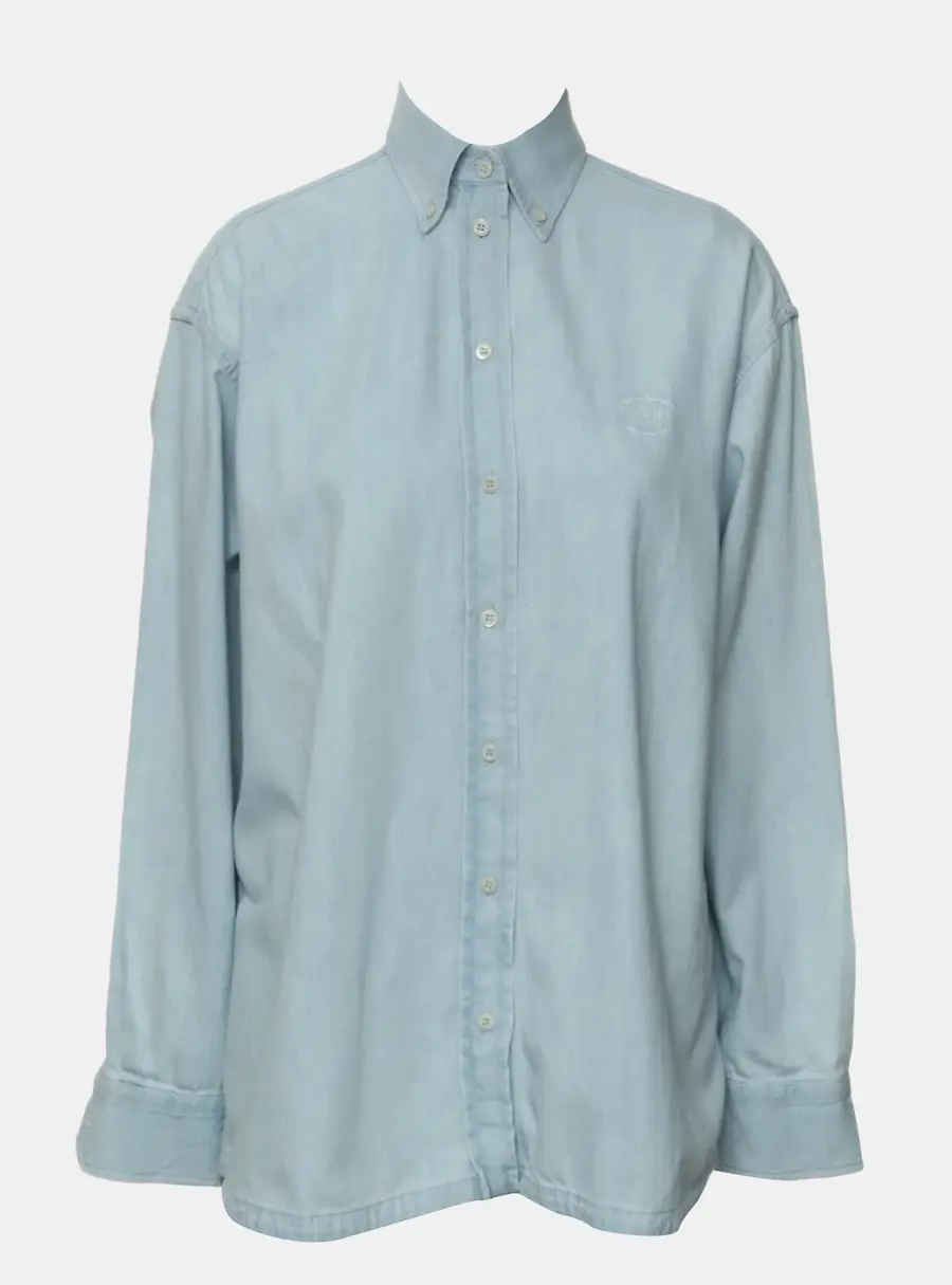 Prada Long Sleeve Logo Denim Shirt