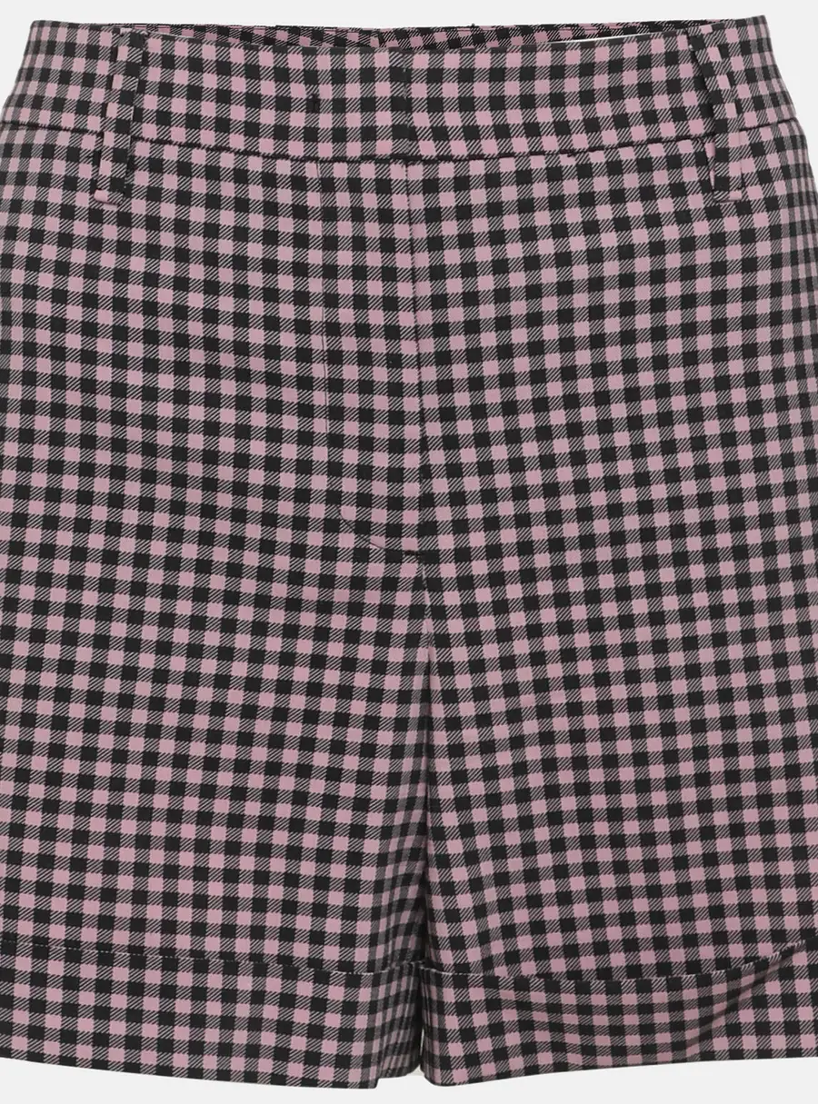 Prada Pink/Black Checkered Wool Blend Regular Shorts M