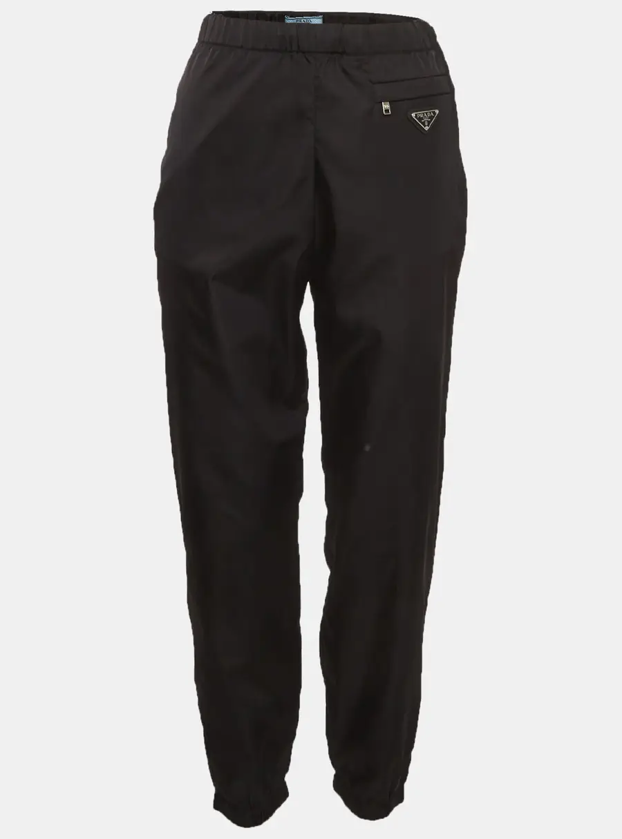 Prada Black Re-Nylon Enameled Triangle Logo Track Pant M