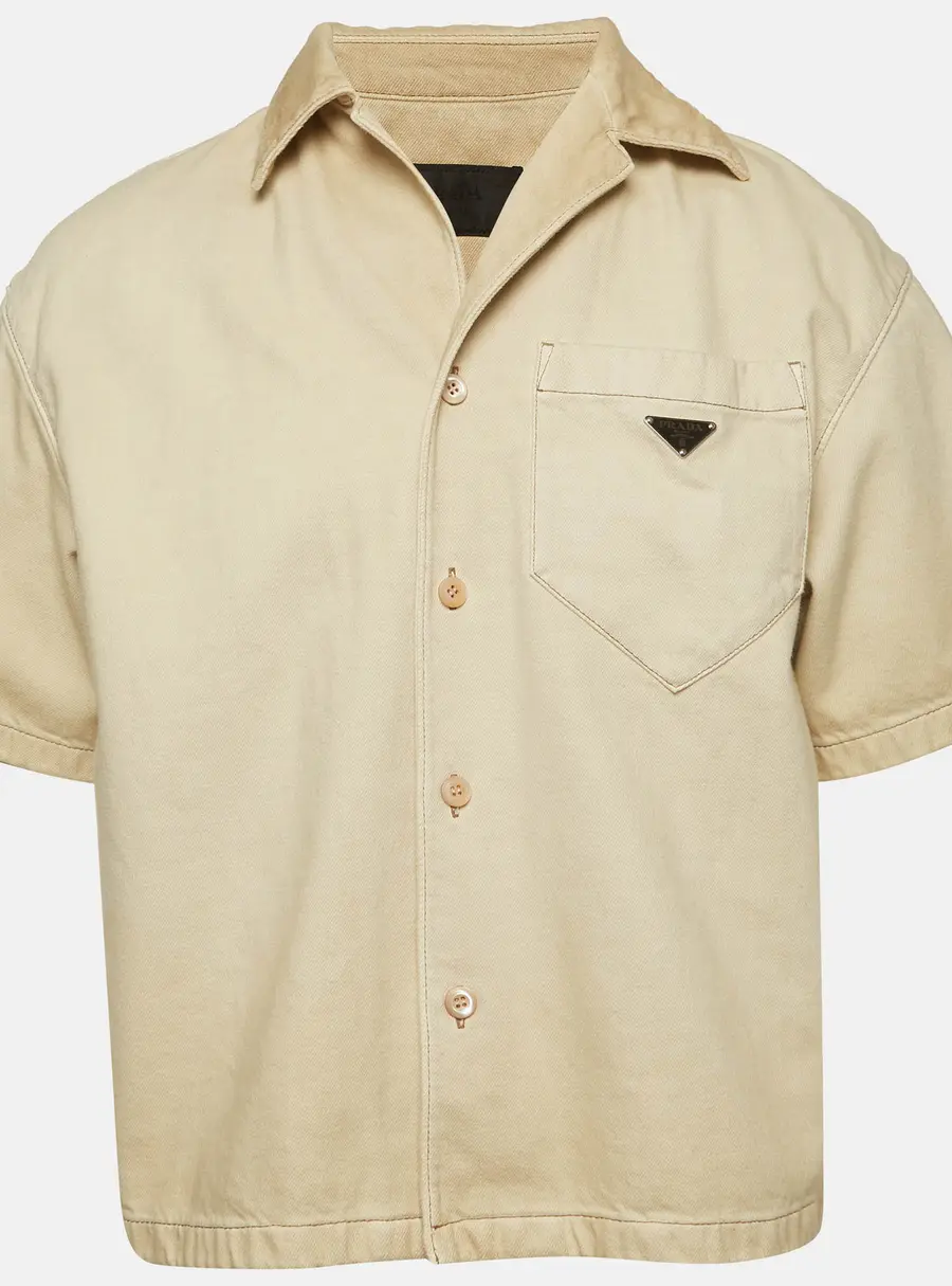 Prada Beige Denim Short Sleeve Shirt S